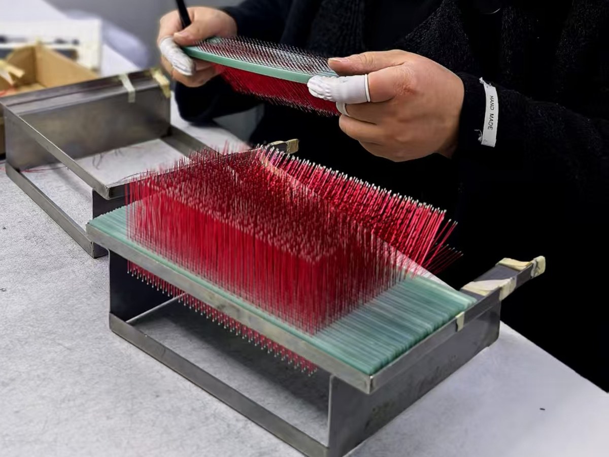 NTC thermistor chips being sorted by hand